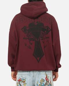 Hoodies: Ed Hardy Sacred Heart Hoodie Burgundy