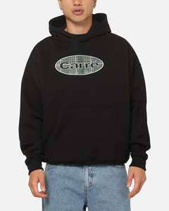 Carre Plaid Oval Hoodie Solid Black