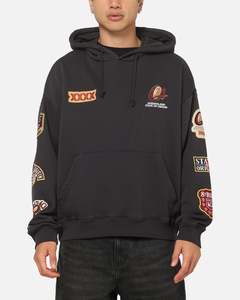 Hoodies: Mitchell & Ness Queensland Maroon 8 Straight Box Hoodie Washed Black