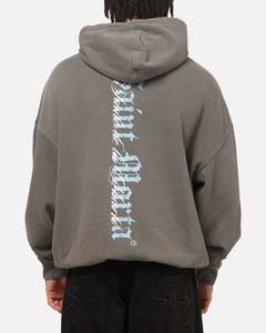 Hoodies: Saint Morta La Muerte Boxy Hoodie Washed Charcoal