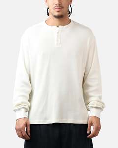 Mens American Thrift: American Thrift Waffle Henley Shirt Washed Stone