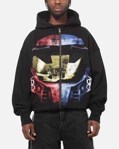 Hoodies: 73Studio X Halo Xbox Red Vs Blue Split Hoodie Black