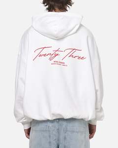 Hoodies: XXIII Script Hoodie White/Red