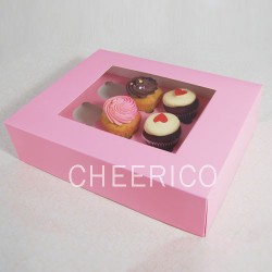Regular Cupcake - Cupcake Boxes: 12 pink cupcake window box ($2.80/pc x 25 units)
