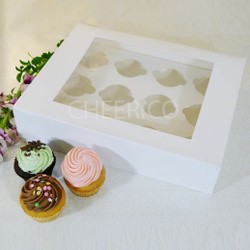 Regular Cupcake - Cupcake Boxes: 12 cupcake window box with flexi hole ($2.80/pc x 25 units)