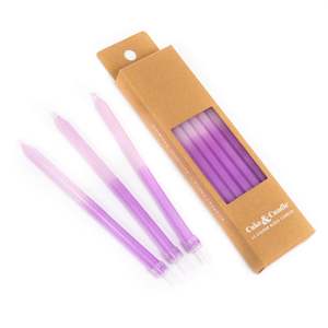 White: Candles - Block Colour Lilac  - 12cm (Pack of 12)