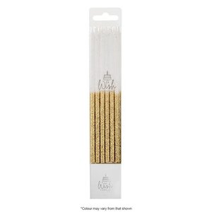 Candles: Candles - Wish Gold Glitter - 15cm (Pack of 12)