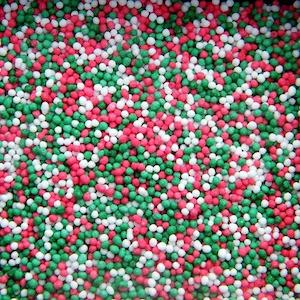 Cupcake Cake Decorating Supplies: Christmas Non Pareils - Red, Green & White - 100gm