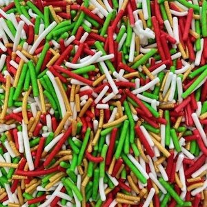 Cupcake Cake Decorating Supplies: Christmas Hail - Red, Green, Gold & White - 100gm