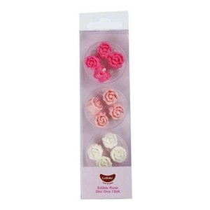 Valentines Treats: GoBake Dec Ons - Roses - Baby Pink, Bright Pink, White (12)
