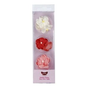 Valentines Treats: GoBake Dec Ons - Daisies - Red, Pink, White (12)