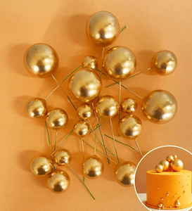 Decorations: Foam Ball Topper Set | 20 Pieces | Gold Mirror Finish