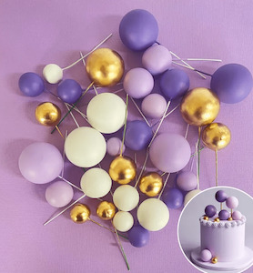 Foam Ball Topper Set | 32 Pieces | Purple, Lilac, White & Gold