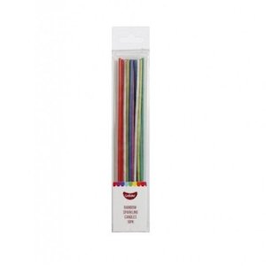 Pride: Candles | Sparkling Rainbow | 12cm | GoBake |Pack of 18