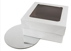 Silver | Round | Cake Board and Window Box Set | 8"