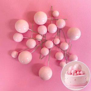 Baby Pink | Decorative Foam Ball Toppers | Mixed Sizes | 20 Pack