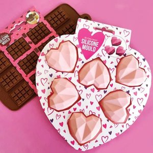 Geo Hearts | Silicone Mould | 6 Cavity | Pink
