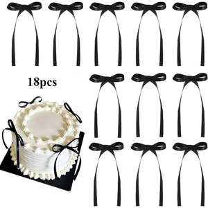 Cake Decorations | 18pcs | Black Bows | Ribbons