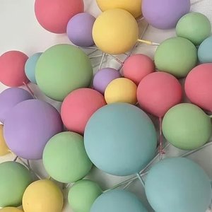 Foam Balls Topper Set | 32 Pieces | Pastel Raionbow | Wish