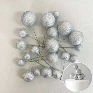 Glitter Silver | Deco Foam Balls Topper | 20 Pc Set