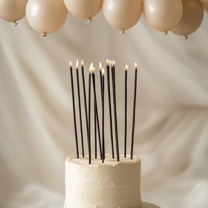 Cupcake Cake Decorating Supplies: Candles | Black | Fine Spiral | Pack of 16 | Cake & Candle