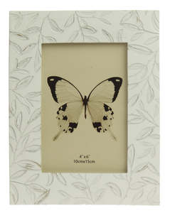 Photo Frame - Etched Leaves White