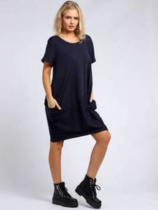 Fashion: Dress - Sasha Cotton Short Sleeved - Navy