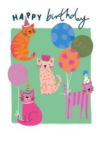 Books And Stationery: Card - Happy Birthday Cats