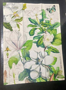 Tea Towels: Tea Towel - Magnolia Petals 2 with Butterfly