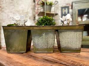 Square Iron Buckets - 3 in a row