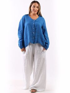 Top - Monica Linen - Royal Blue
