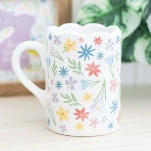 Mug - Spring Floral Print with Scalloped Edge