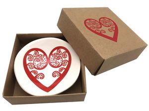 Porcelain Bowl -Aroha Fern - Red on White 7cm