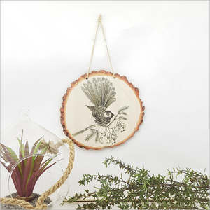 Wood Slice Ornament - Fantail