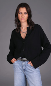 Chunky Merino Classic Cardi | Black