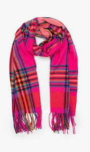 Pink Madras Check Scarf