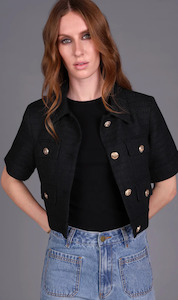 Jackets: Boucle Short Sleeved Jacket