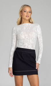 Gigi Top | White Lace with Silver Diamantes