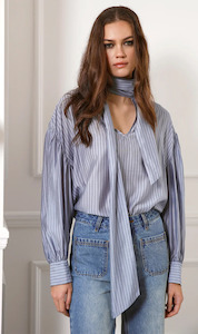 Tie Neck Stripe Top