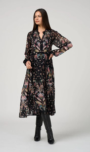 Antoinette Midi Dress - Black Multi