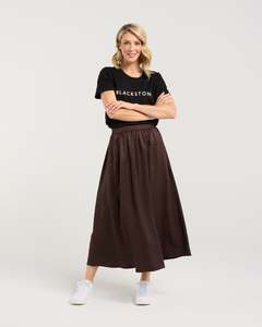 Edith Gathered Front Midi Skirt | Cocoa