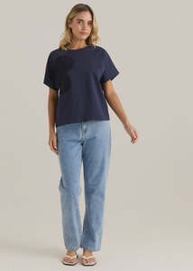 Tops: Mira Crochet Tee Navy