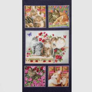 Craft Cotton Fabric: Cats N Quilts Panel