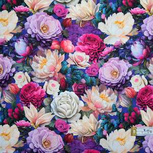 Craft Cotton Fabric: Night Garden Flowers - Lilac