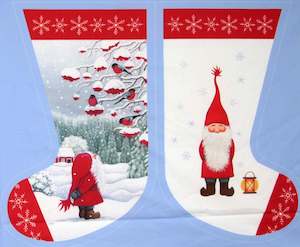 Christmas Panels: Tomten's Village - Xmas Stocking Panel - 2 small stockings