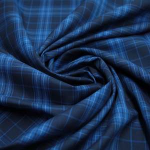 Viscose: Poly Viscose Check - Blue