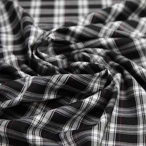 Viscose: Poly Viscose Check - Black