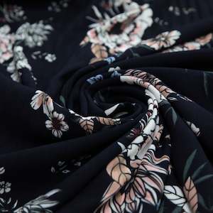 Rayon: Printed Rayon Floral - Navy