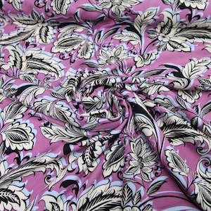 Rayon: Roscoe Printed Rayon fabric - Pink/Blue