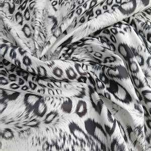 Fabric White: Printed Cotton Sateen - Snow Leopard